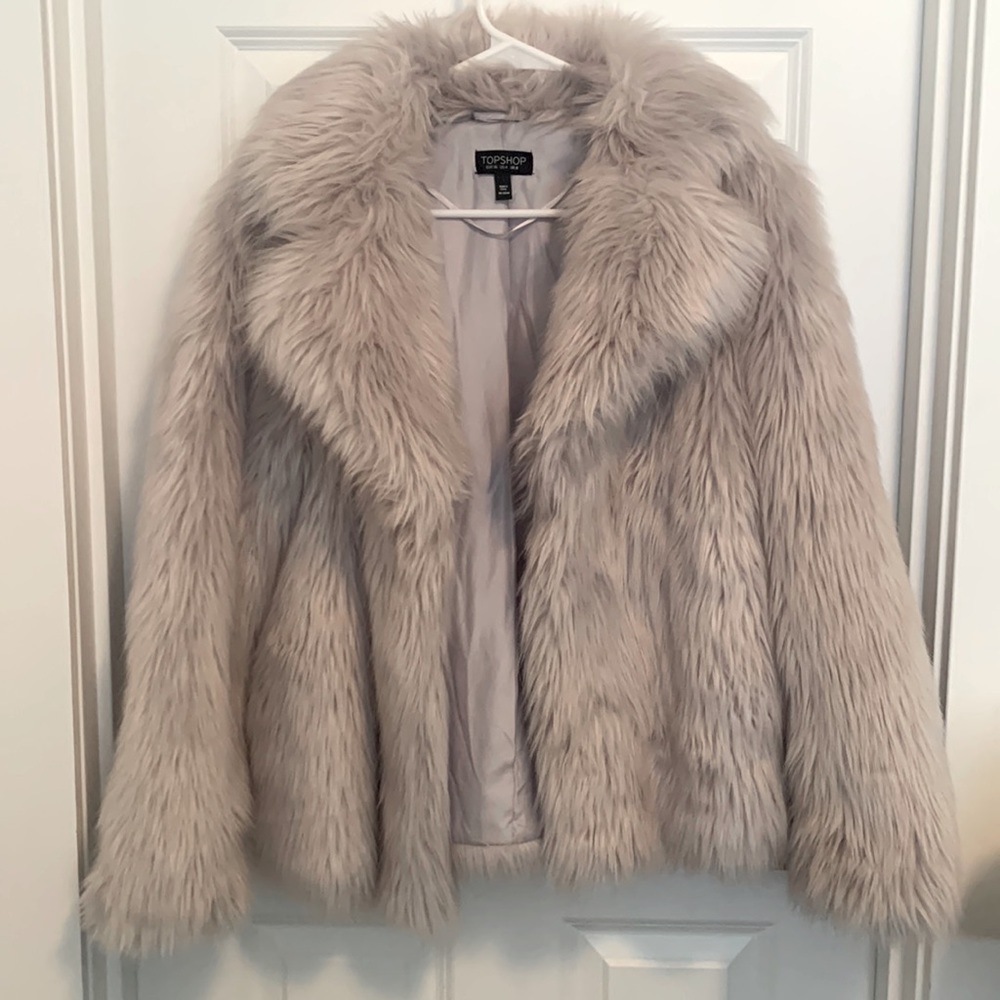 Topshop Gray Shag Jacket